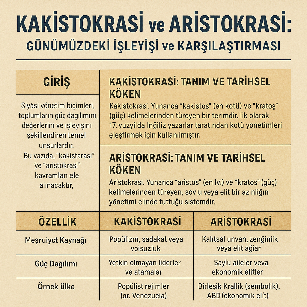 Kakistokrasi ve Aristokrasi: Günümüzdeki İşleyişi ve Karşılaştırması